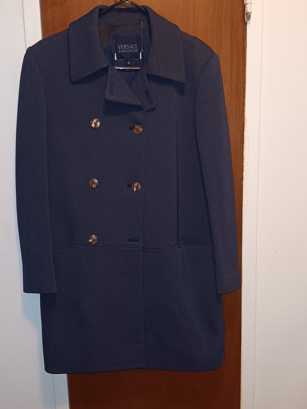 Versace Jeans Couture Navy Double-Breasted Pea Coat Size Small
